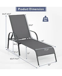 Slickblue Folding Outdoor Lounge Chair with Adjustable Backrest for Patio Relaxing