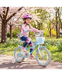 Slickblue Sea Princess 16" Adjustable Kids' Bicycle With Basket, Ages 4-7