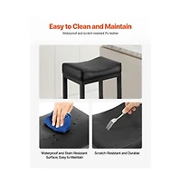 Slickblue Set of 2 Pu Leather Counter Bar Stools 25 Inch Saddle Seat