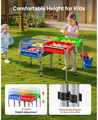 Hongge 4 Station Height-Adjustable Sand and Water Play Table, 4-Piece, Ages 3-6