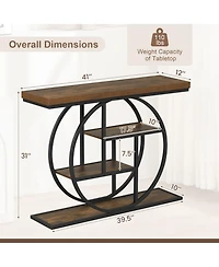 Sugift 4-Tier Console Table 41 in Entryway Table with Storage Shelves