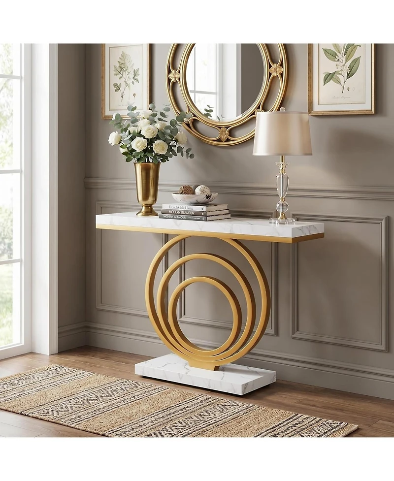 Tribesigns 41" Gold Console Table with Marble Top
