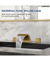 Everstein Widespread Bathroom Faucet 3 Hole, 2-handle Waterfall Sink with Drain Assembly and Overflow