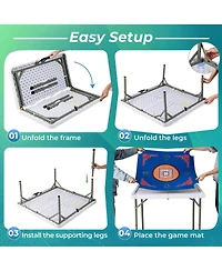 Costway Folding Mahjong Table with Cup Holders and Carrying Handle, Ages 18+