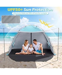 Costway Beach Tent Sun Shelter with Canopy Pop-Up 5-6 Person UPF50+