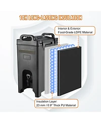 Sugift 5 Gallon Insulated Beverage Dispenser Food-Grade Ldpe Hot and Cold Server with 0.9 in Pu Layer