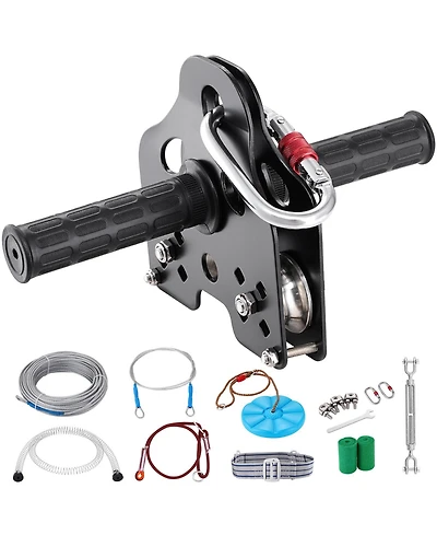 Sugift 80 feet Zipline Kit for Kids and Adult Up to 500 lb with Stainless Steel Spring Brake Harness Seat
