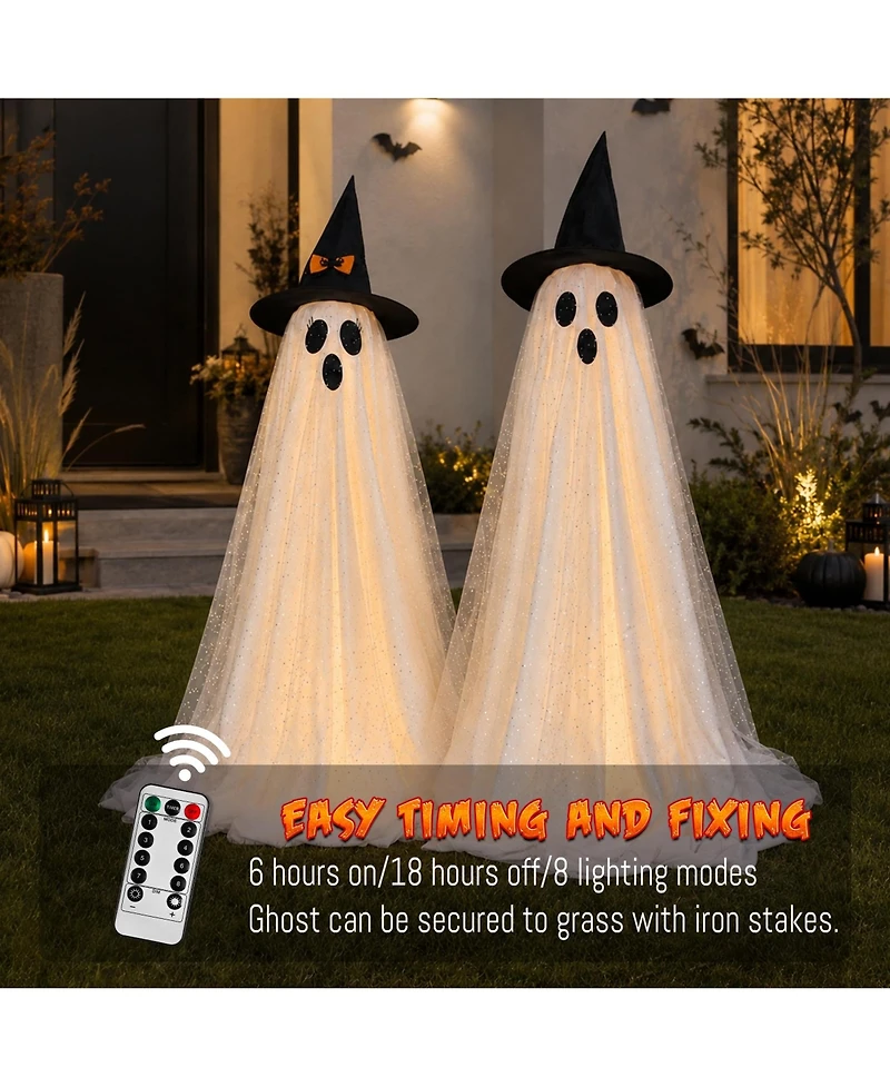 Aofar 2 Packs Ghost String Lights Remote Control Outdoor Indoor Decorations