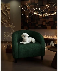 gaomon Set of 2 Modern Accent Barrel Chairs for Living Room, Retro Velvet Club Armchair with Reliable Metal Legs for Bedroom and Reception