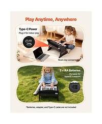 Hongge 25 Key Wooden Digital Piano Keyboard, Ages 3-10