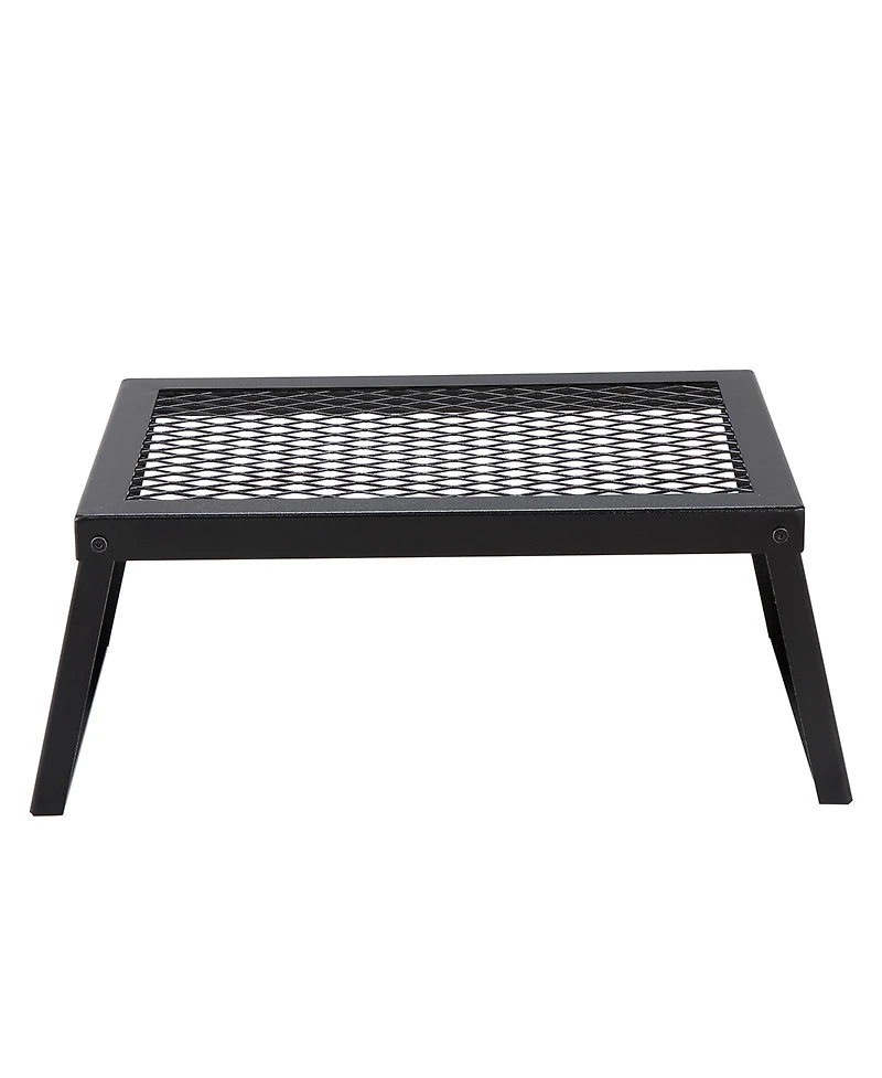 Hongge Folding Campfire Grill Grate 18 in Heavy Duty Steel Mesh with Legs and Carrying Bag for Open Flame Cooking