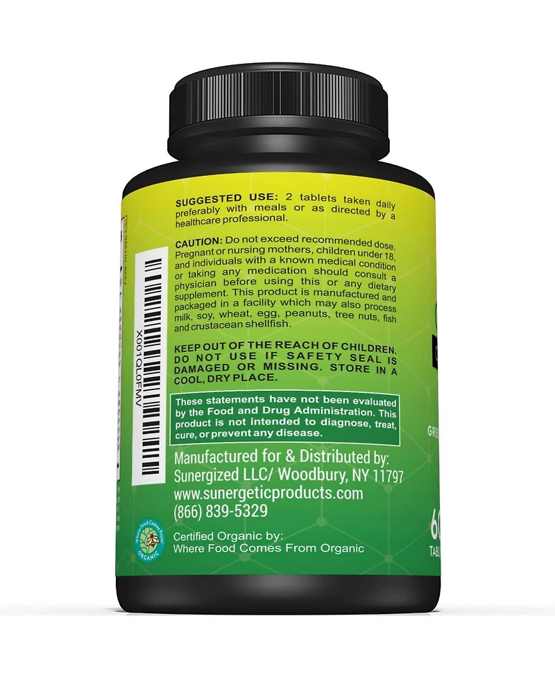 Sunergetic Superfood Tablets with Fruits, Vegetables and Herbs, 60 Count