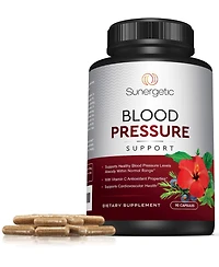 Sunergetic Herbal Supplement with Garlic, Hawthorn, Hibiscus and Vitamins, 90 Capsules