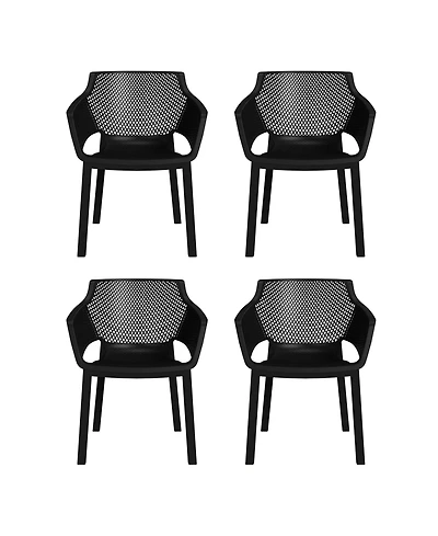 WestinTrends Outdoor Modern Stackable Plastic Resin Patio Dining Armchair (Set of 4)