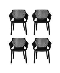 WestinTrends Outdoor Modern Stackable Plastic Resin Patio Dining Armchair (Set of 4)
