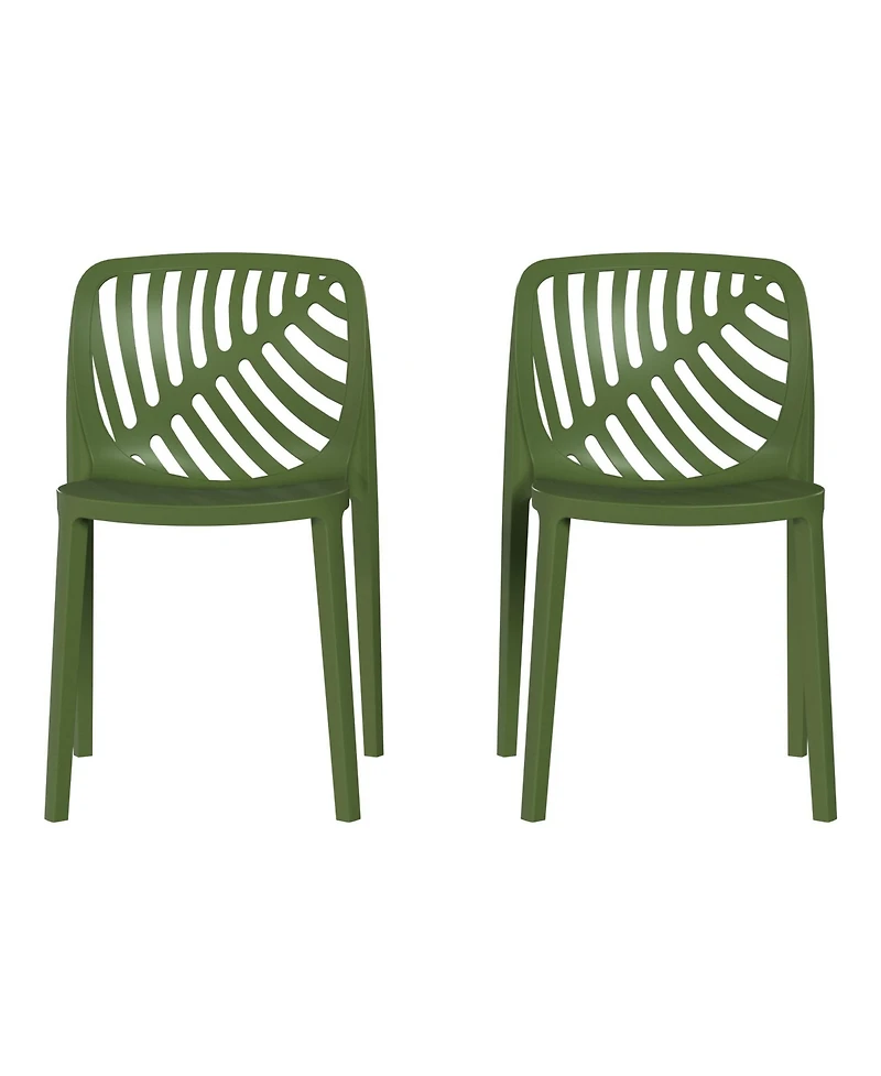 WestinTrends Outdoor Modern Stackable Polypropylene Plastic Patio Bistro Dining Side Chairs (Set of 2)