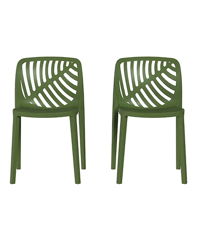 WestinTrends Outdoor Modern Stackable Polypropylene Plastic Patio Bistro Dining Side Chairs (Set of 2)