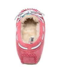 Minnetonka Kids' 1-13 Cassie Suede Faux Fur Lined Slippers