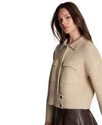 Kenneth Cole Women's Ribbed-Knit Long-Sleeve Utility Jacket