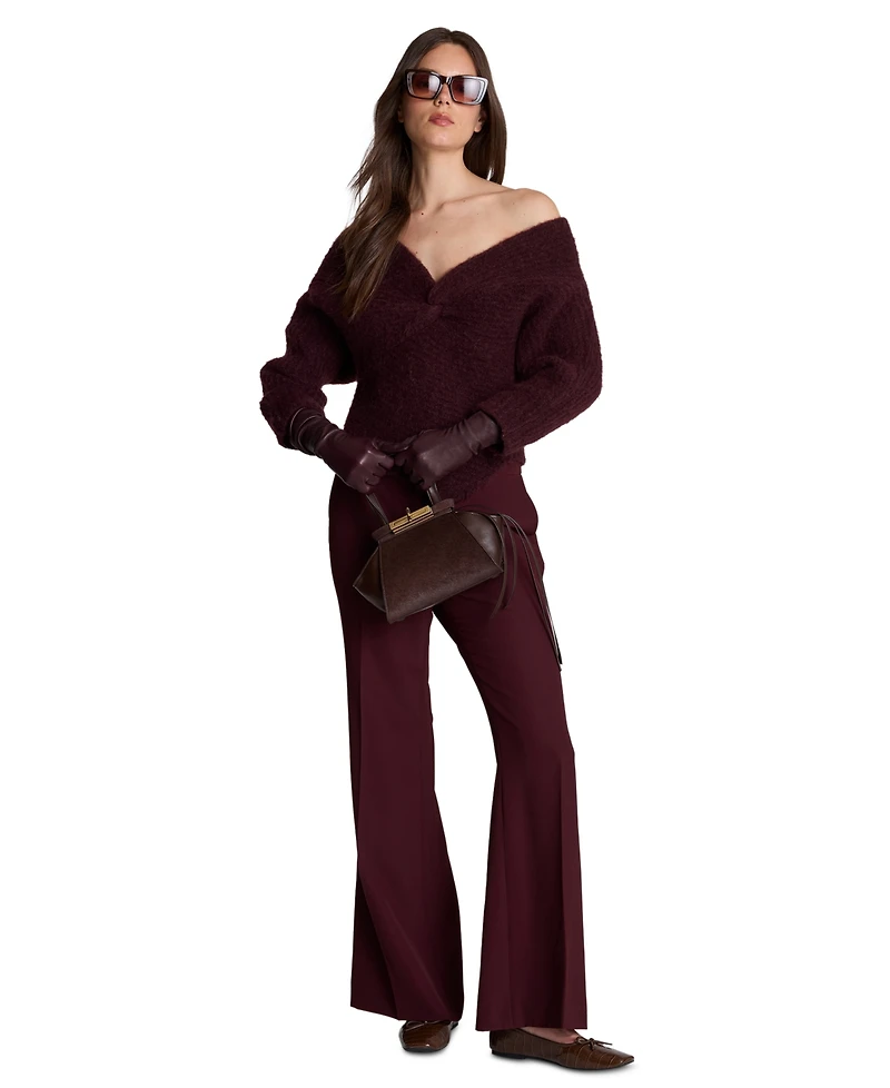 Kenneth Cole Women's Faux Leather High-Rise Wide-Leg Pintuck Pants