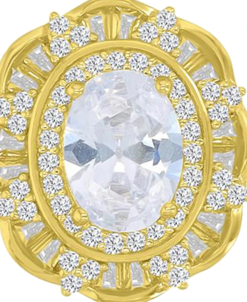 Macy's 14k Gold-Plated Classic Oval Halo Earrings