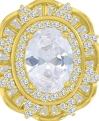 Macy's 14k Gold-Plated Classic Oval Halo Earrings