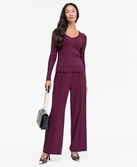 I.n.c. International Concepts Women's Long-Sleeve V-Neck Cutout-Trim Sweater, Macy's Exclusive