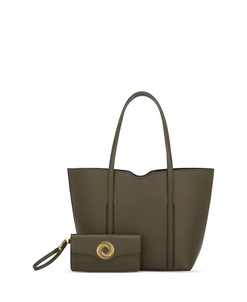 Aranyani Amala Italian Leather Zip Tote Bag with Gold Monogram