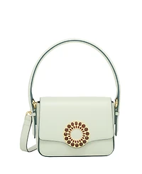 Aranyani Arya Italian Leather Top-Handle Bag with Garnet Stone Detail