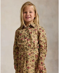 Polo Ralph Lauren Girls' 2T-6X Floral Cotton Poplin Long-Sleeve Shirt Dress