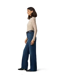 Cable & Gauge Women's Lace Knit Funnel Neck Shirred Top
