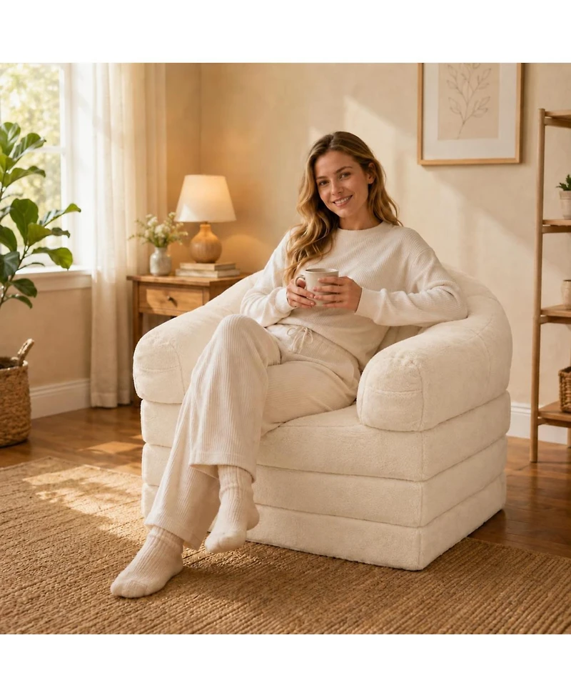 Folding Sofa Bed, Convertible Sleeper Chair, 2 1 Foldable Couch with Handle, Floor U Shaped Arms, No Assembly Required, for Apartment