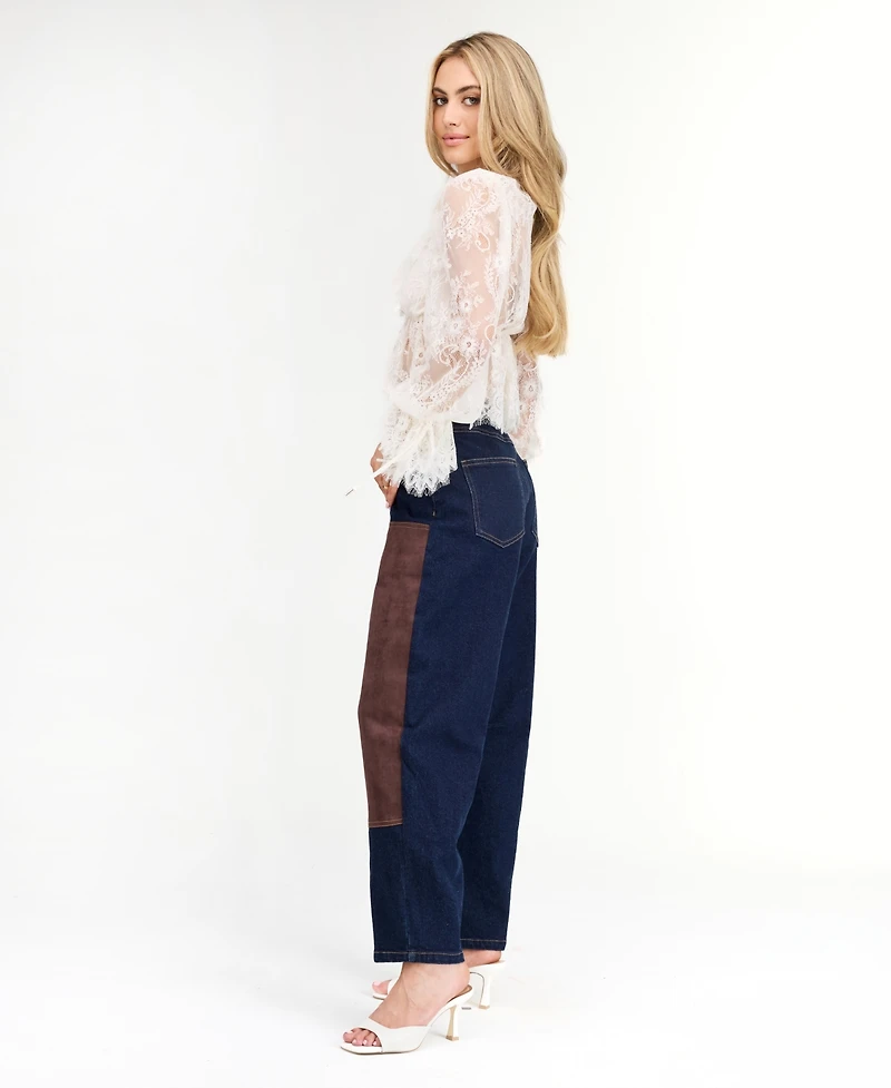 Kittenish Women's Mila Eyelash Lace Long-Sleeve V-Neck Blouse