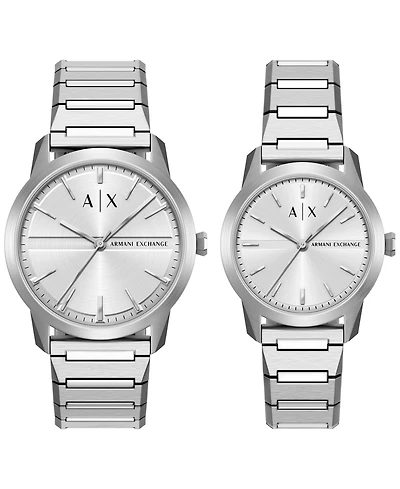 Armani Exchange Men's Quartz Three Hand Silver Stainless Steel Watch 42mm