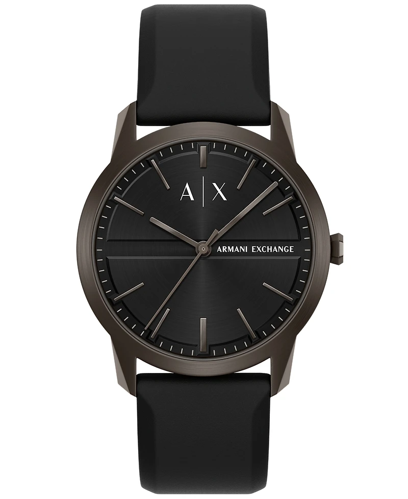 Armani Exchange Men's Quartz Three Hand Black Silicone Watch 42mm