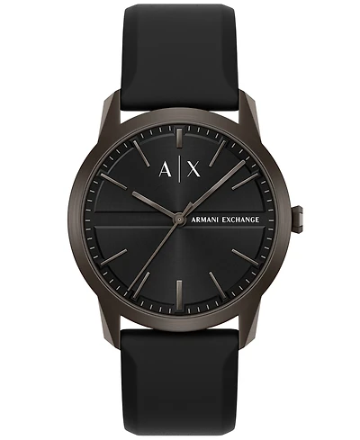 Armani Exchange Men's Quartz Three Hand Black Silicone Watch 42mm