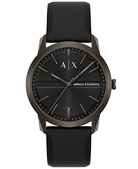 Armani Exchange Men's Quartz Three Hand Black Silicone Watch 42mm
