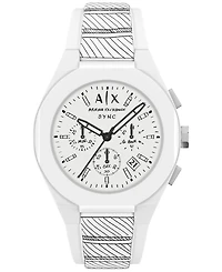 Armani Exchange Men's Sync Quartz Chronograph White Silicone Watch 44mm