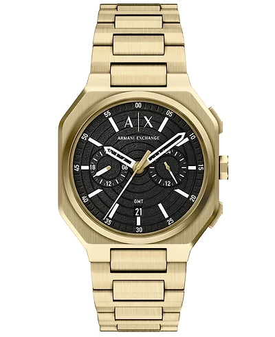 Armani Exchange Men's Quartz Dual Time Gold Stainless Steel Watch 40mm