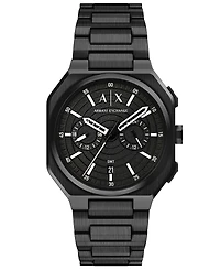 Armani Exchange Men's Quartz Dual Time Black Stainless Steel Watch 40mm