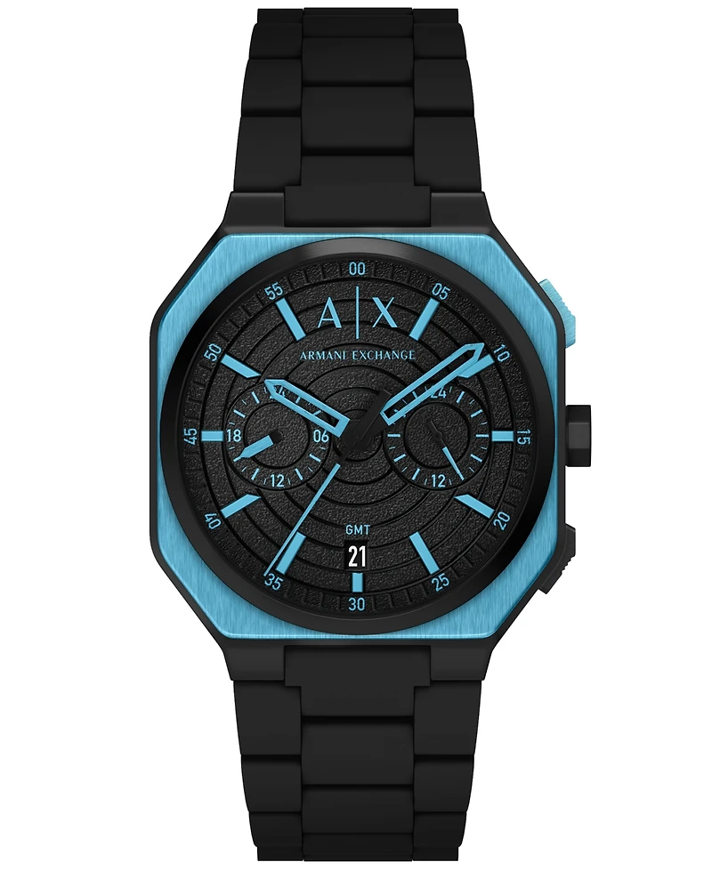 Armani Exchange Men's Quartz Dual Time Black Stainless Steel Watch 40mm