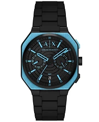 Armani Exchange Men's Quartz Dual Time Black Stainless Steel Watch 40mm