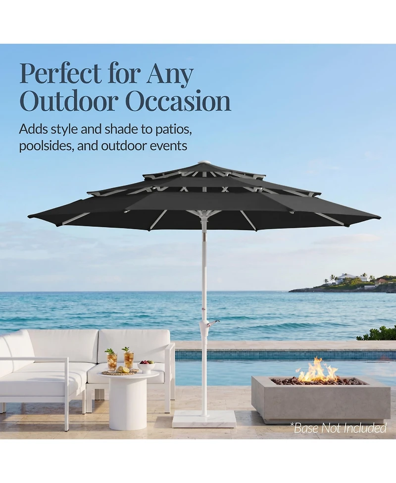 Best Choice Products 10ft 3-Tier Patio Umbrella White Pole, Outdoor Market Steel Pole