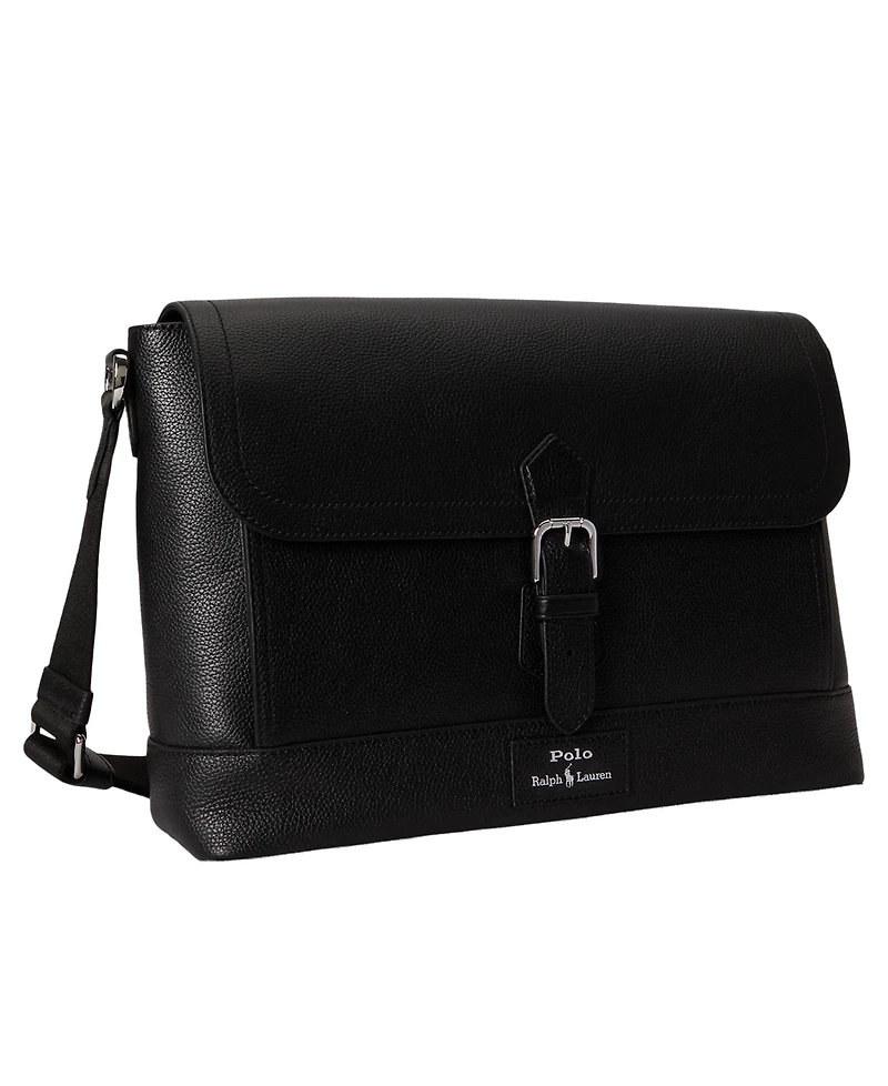 Polo Ralph Lauren Men's Pebbled Leather Messenger Bag