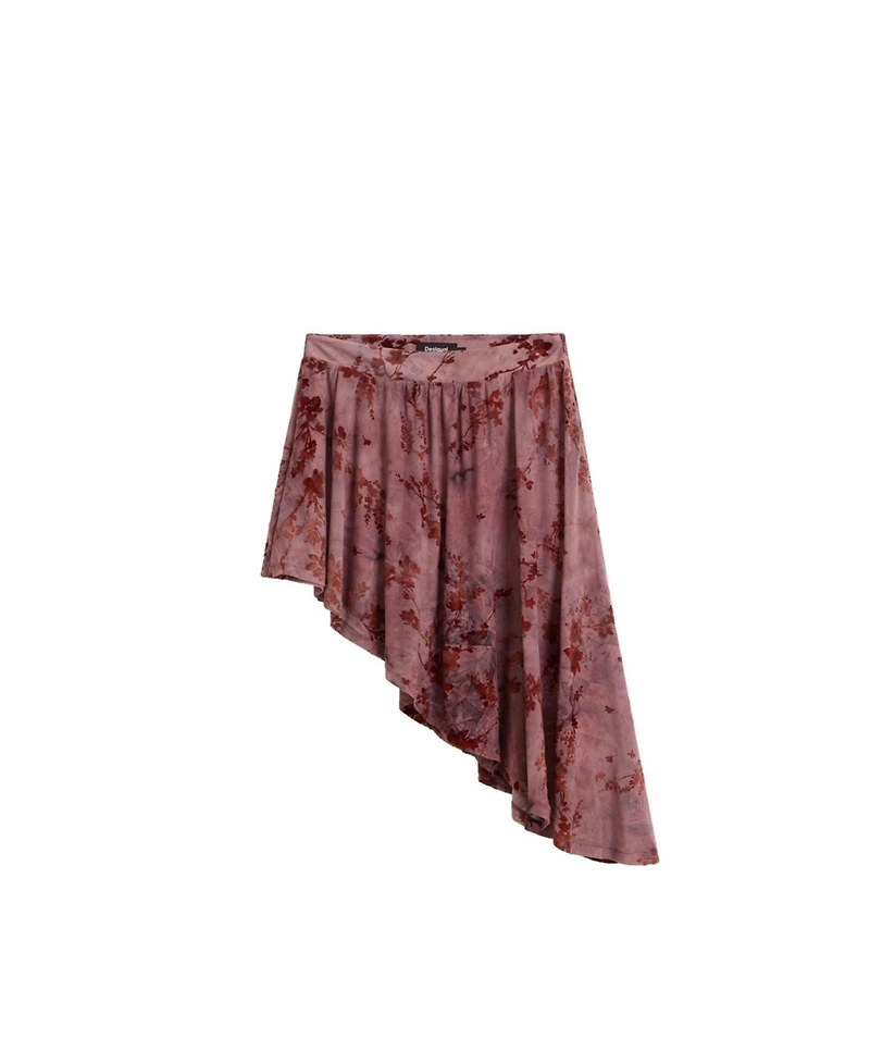 Desigual Women's Asymmetrical Flocked-Floral Mini Skirt