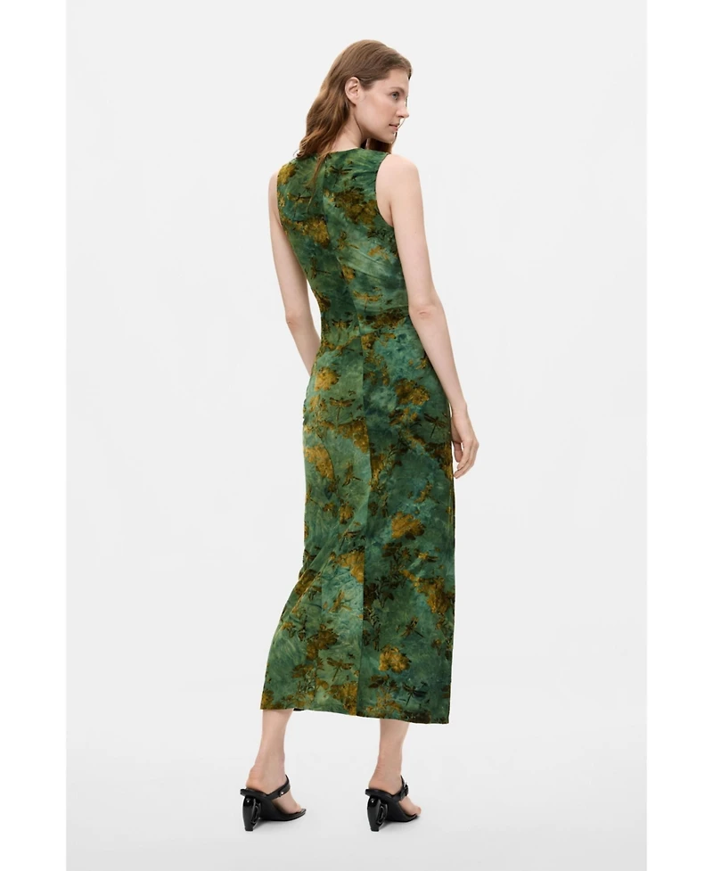 Desigual Women's Fitted Flocked Midi Dress
