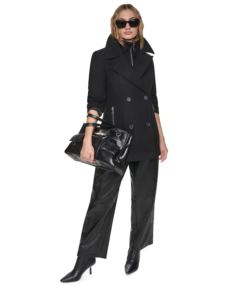 Dkny Women's Double-Breasted Long-Sleeve Peacoat