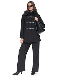 Dkny Women's Faux-Fur Collared Wool-Blend Mid-Length Coat