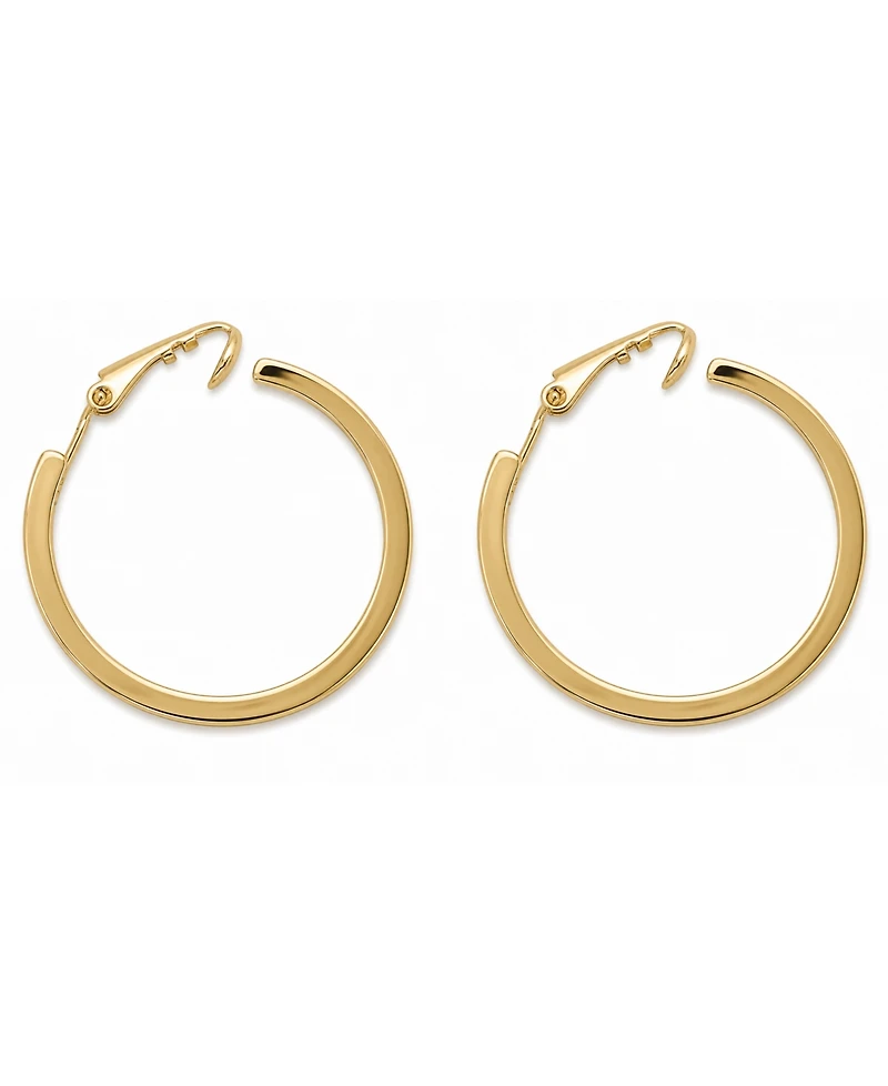 And Now This Cubic Zirconia Medium In & Out Clip-On Hoop Earrings in Gold-Plate, 1.18"