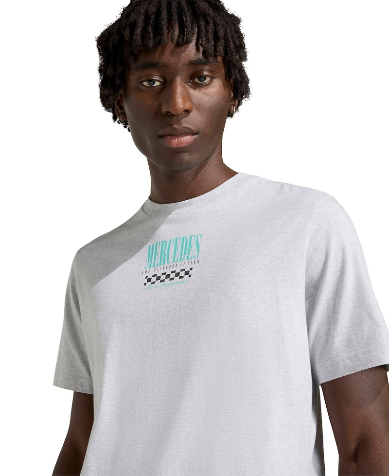 Adidas Men's Heather Gray Mercedes-amg Petronas F1 Team Graphic T-Shirt